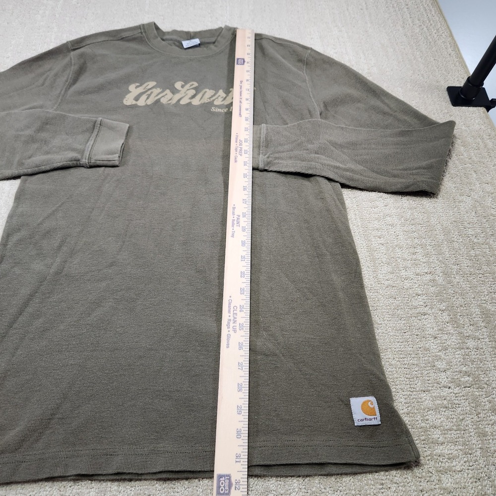 Vintage Carhartt Shirt Men Large Tall Thermal Waffle Knit Workwear Green Y2K - Picture 4 of 10